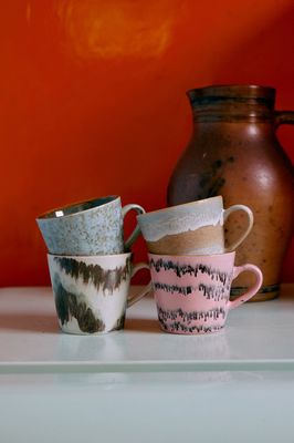 Cappuccino, 70s ceramics, dada, sett av 4 